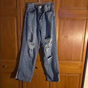 Men's Distressed Blue Jeans